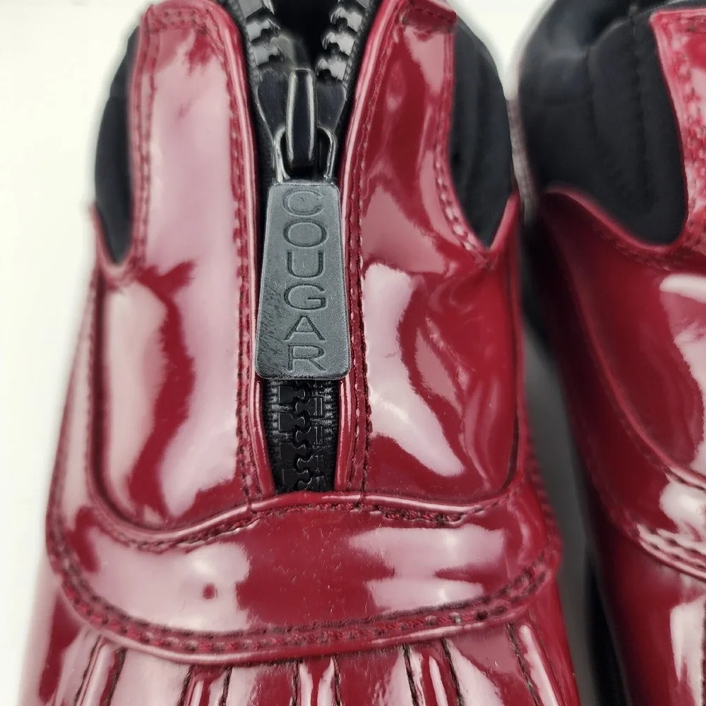 Cougar Howdoo Rain Patent‎ Leather Shoes Zip Up Womens 6M Red Waterproof Comfort